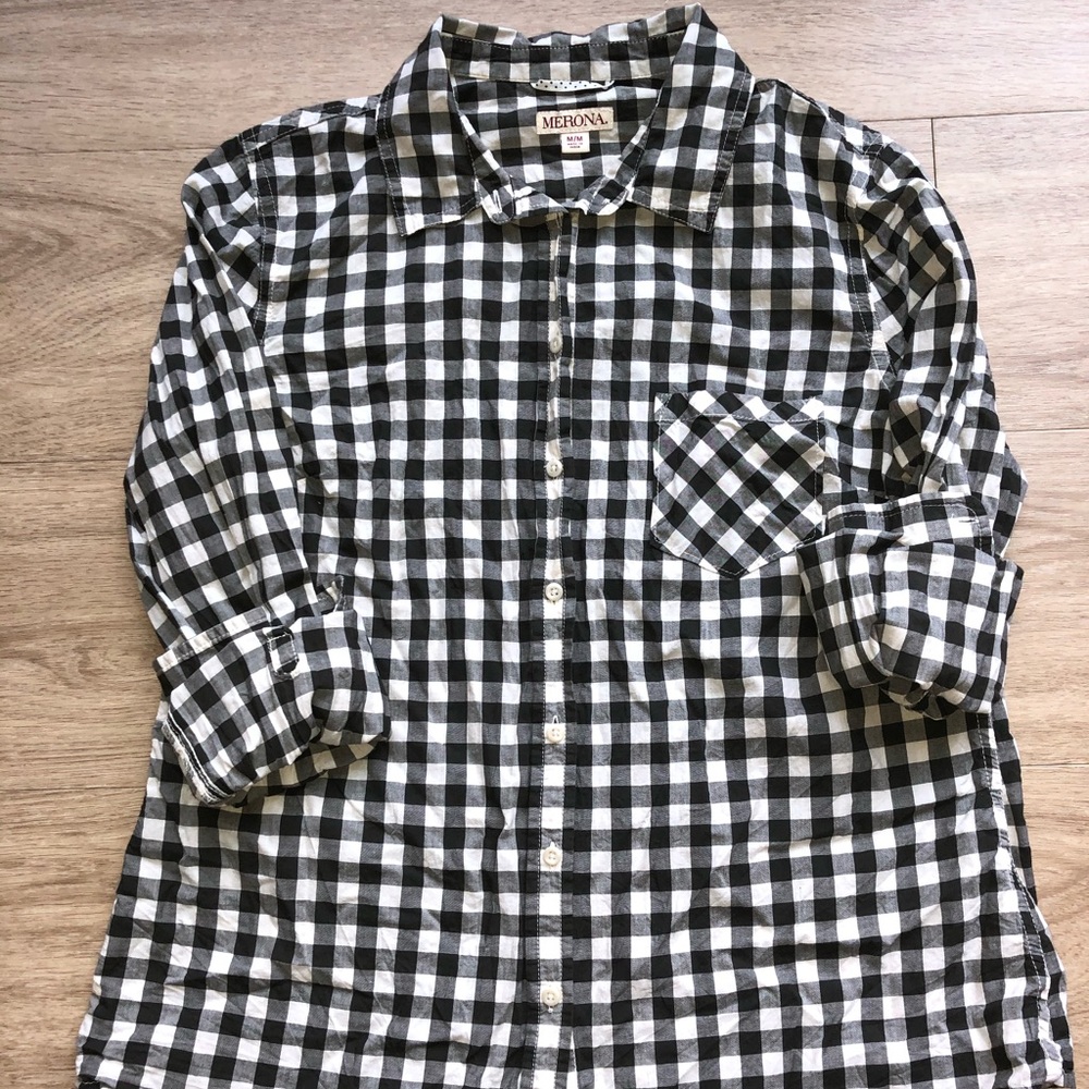 Target Merona white/black Plaid Shirt